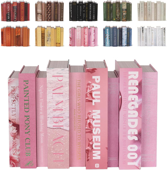 Pink Faux Books Set of 9 - Secret Compartment Fake Books Ideal for Coffee Table, Home Staging, Interior Design & Fashion Books, Beach House, Library Decor, Palm Beach Accessories