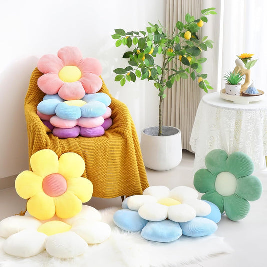 Six Petal Flower Pillow,Soft Daisy Shaped Throw Pillows Cushion Seating for Home Decorative Cute Daisy Throw Pillow for Bed Sofa Couch (Dark Pink,15.7'')