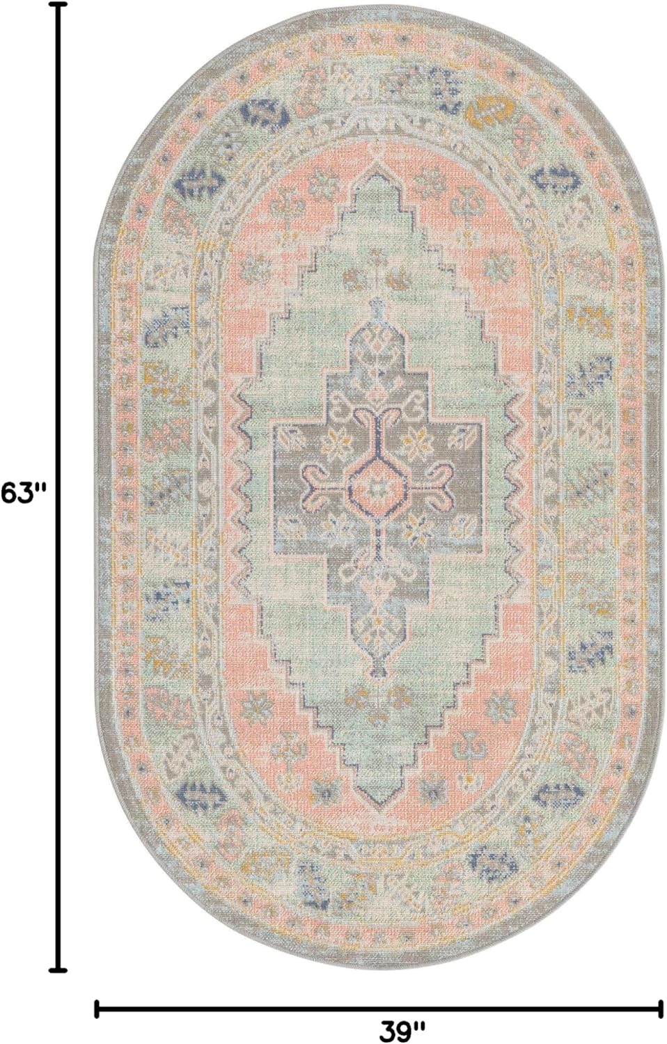 Unique Loom Whitney Collection Area Rug - Geneva (3' 3" x 5' 3" Oval, Pink/ Blue)