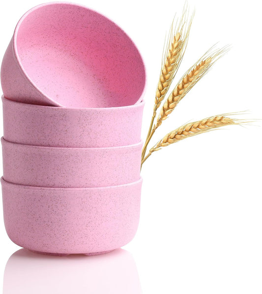 Wheat Straw Bowls Set of 4 Lightweight Reusable Plates - Microwave & Dishwasher Safe - Wheat Straw Dinnerware Sets - Cereal Bowl - Ramen Bowl Set - Soup bowls - Salad Bowl - Fruit Bowl