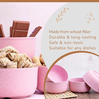 Wheat Straw Bowls Set of 4 Lightweight Reusable Plates - Microwave & Dishwasher Safe - Wheat Straw Dinnerware Sets - Cereal Bowl - Ramen Bowl Set - Soup bowls - Salad Bowl - Fruit Bowl