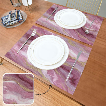ALAZA Pink Gilded Marble Pattern 1 PC Placemats Rectangle Table Mat for Dining Table Restaurant Kitchen Home Decor, 12" x 18"