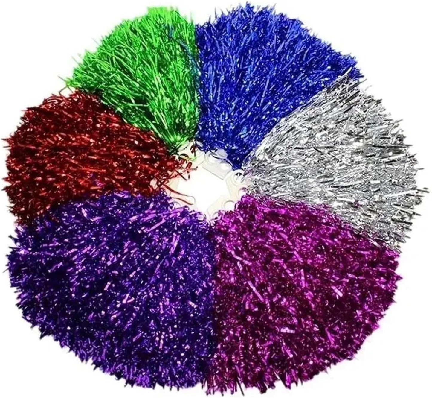 Cheerleading Pom Poms 6-Pack Metallic Cheerleading Pom Poms, for Dance Party Team Sports & Decor