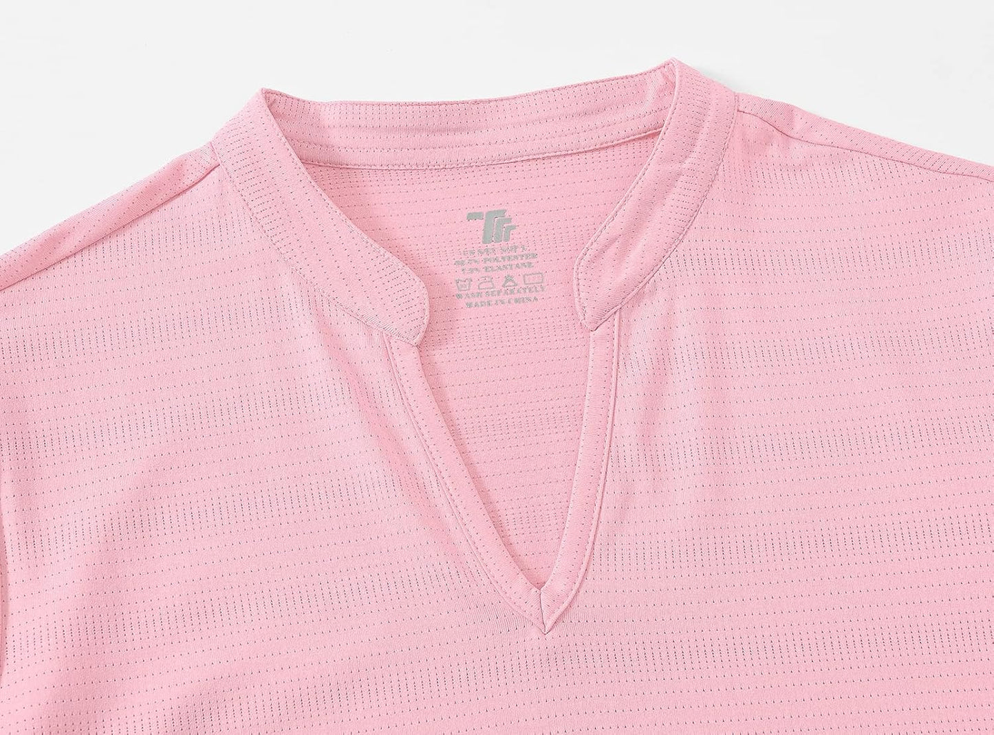 BASUDAM Women's Golf Polo Shirts V-Neck Short Sleeve Collarless Tennis Running T-Shirts Quick Dry