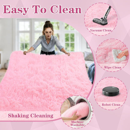 8x10 Area Rugs for Living Room: Soft Pink Fluffy Rug Shag Washable Rug Plush Fuzzy Indoor Carpet for Bedroom Nursery Playroom Girls Boys Kids Room (Pink, 8'x10')