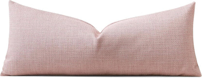 OTOSTAR Linen Throw Pillow Cover Set of 1 Decorative Long Lumbar Pillowcase Rectangle Cushion Cover 14x36 Inch for Home Decor Sofa Bedroom Car 35 x 90CM Pink