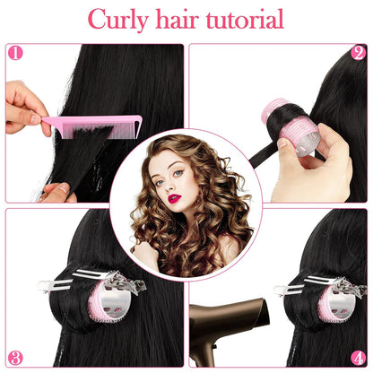 37 Pcs Aluminum Thermal Hair Rollers Set 3 Sizes Self Grip Hair Rollers 18 Pcs Duckbill Clips, Comb Hairdressing Styling Tool for Women, Men(1.1,Pink Series)