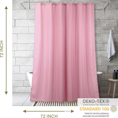 Pink Fabric Shower Curtains for Bathroom: Blush Linen Textured Waterproof Washable Light-Weight Polyester Shower Curtain - Solid Simple Elegant Decorative Bath Curtain Liner - 72x72