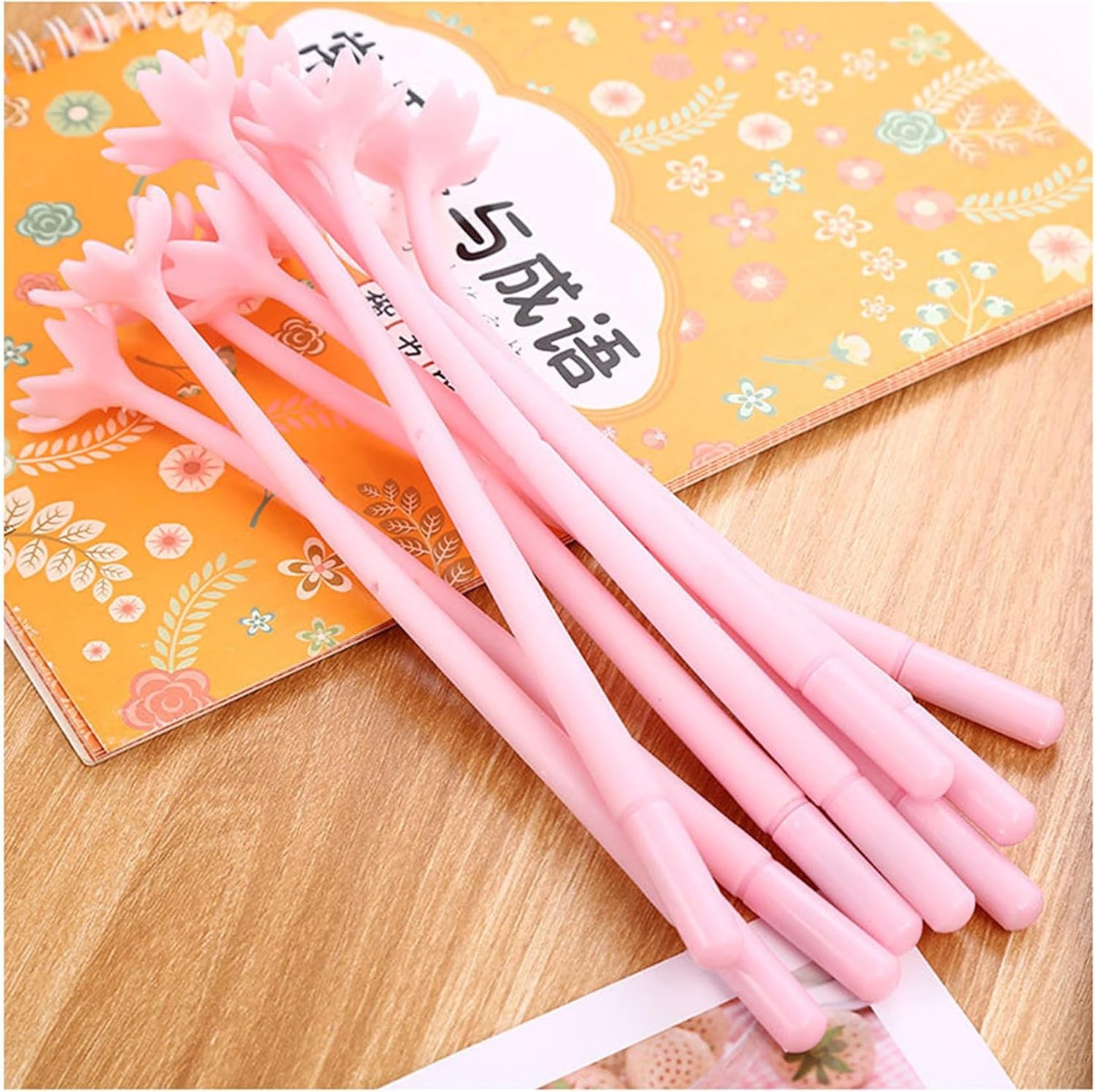 YYaaloa 30pcs Flower Pens Sakura Shaped Gel Ink Pens 0.5 mm Black Ink for Women, Coworkers Office Home Gifts Party Supplies (Pink Flowers 30pcs)