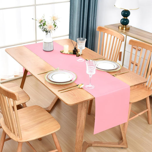Farmhouse Pink Table Runner Dining Table Runners 48 Inches Long Coffee Table Runner for Dresser Living Room Bedroom Holiday Party Banquet 12X48 Inch