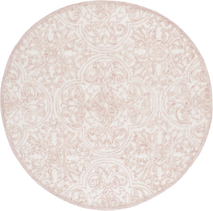 Martha Stewart x SAFAVIEH Accent Rug - 4' Round, Ivory & Pink, Handmade Wool, Ideal for Living Room, Foyer, Bedroom (MSR3511U-4R)