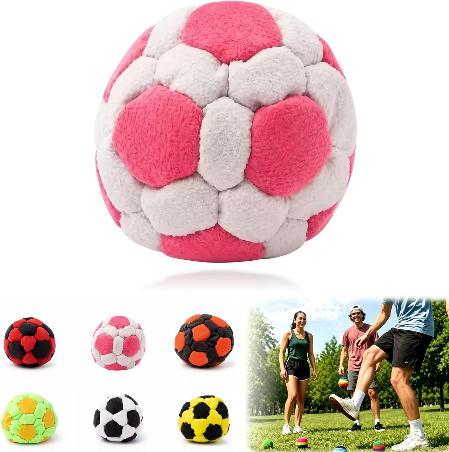 Hacky Footbag Juggling Balls, Soft Plush Sand Filled Hacky for Kids Adults, Coordination Training Soccer Sack Bags, Indoor Outdoor Sports Game Toy, Stress Relief