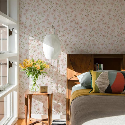 JiffDiff Floral Wallpaper Peel and Stick Pink Daisy Wall Paper Summer Flowers Nursey Room Self Adhesive Contact Paper Stick on Wall Decor for Bedroom Cabinets Bathroom(118" X 17.3", Pink Floral)