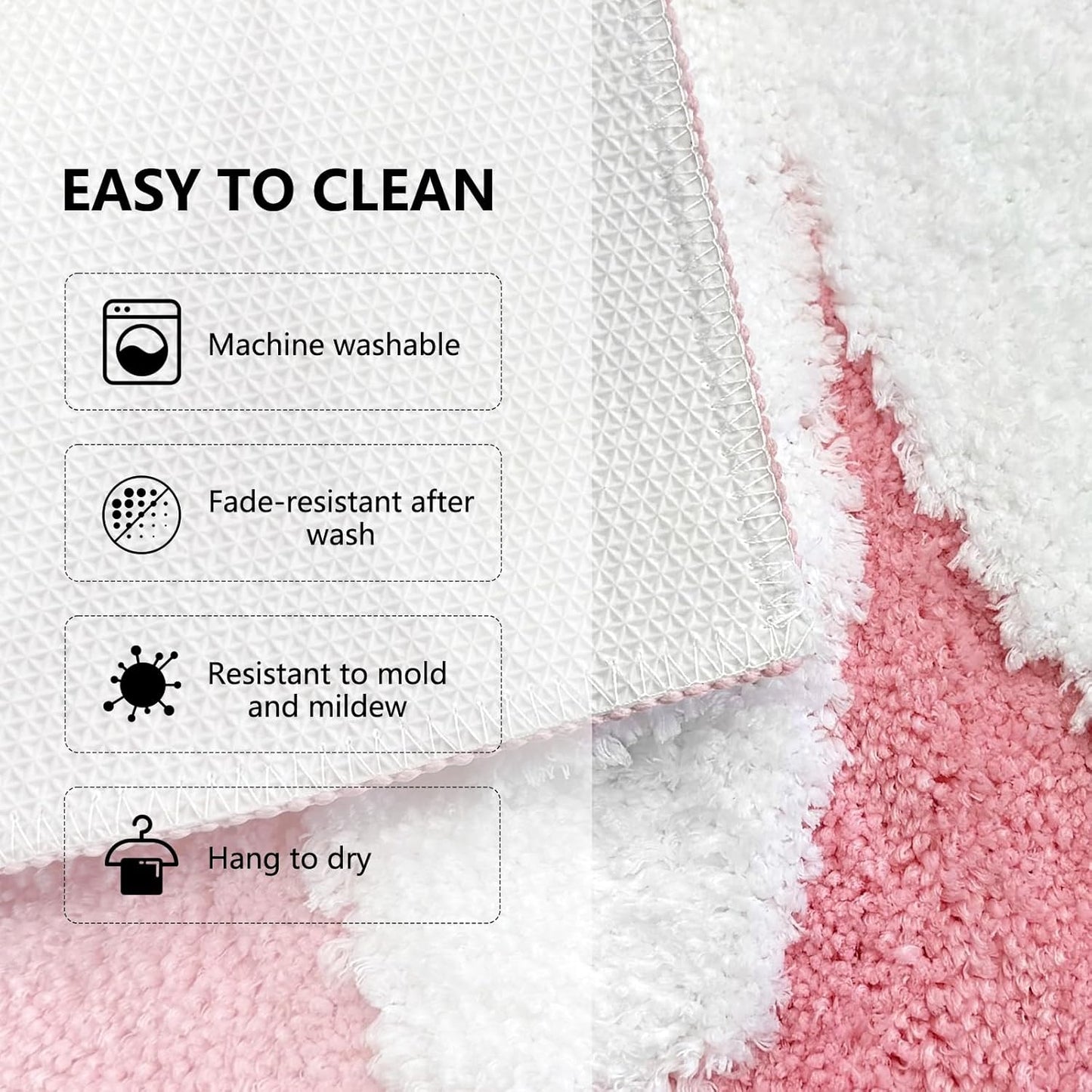 APROPHIC Pink Bathroom Rug, Daisy Bath Mat White and Yellow Floral Non-Slip Super Absorbent Carpet, Spring Bath Decor Microfiber Soft Plush Machine Washable Bathtub Mats for Shower Tub, Sink,17X24 in