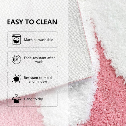 APROPHIC Pink Bathroom Rug, Daisy Bath Mat White and Yellow Floral Non-Slip Super Absorbent Carpet, Spring Bath Decor Microfiber Soft Plush Machine Washable Bathtub Mats for Shower Tub, Sink,17X24 in