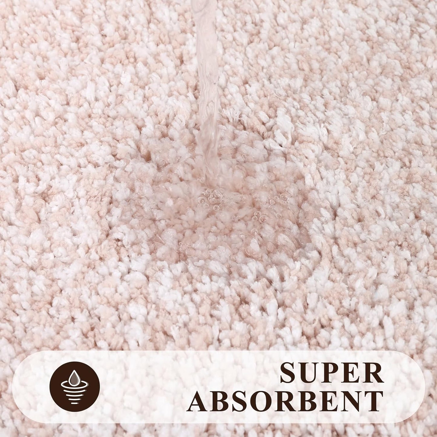Pauwer 3 Piece Bath Mat Set, Non Slip Plush Rugs, Absorbent Shaggy Set With U-Shaped Contour Toilet Mat for Bathroom, Bedroom, Living Room - Dusty Pink