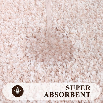 Pauwer Bathroom Rug Set, Non Slip Mats, Absorbent Shower Rugs for Tub & Floor, Machine Washable, Dusty Pink
