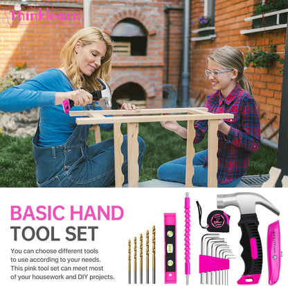 8V Pink Cordless Drill Set, 64 Pcs Pink Power Drill Tool Kit for Women, 3/8"Keyless Chuck Electric Screwdriver Driver Kit for Home DIY and Repair, USB Charger and Storage Box Included