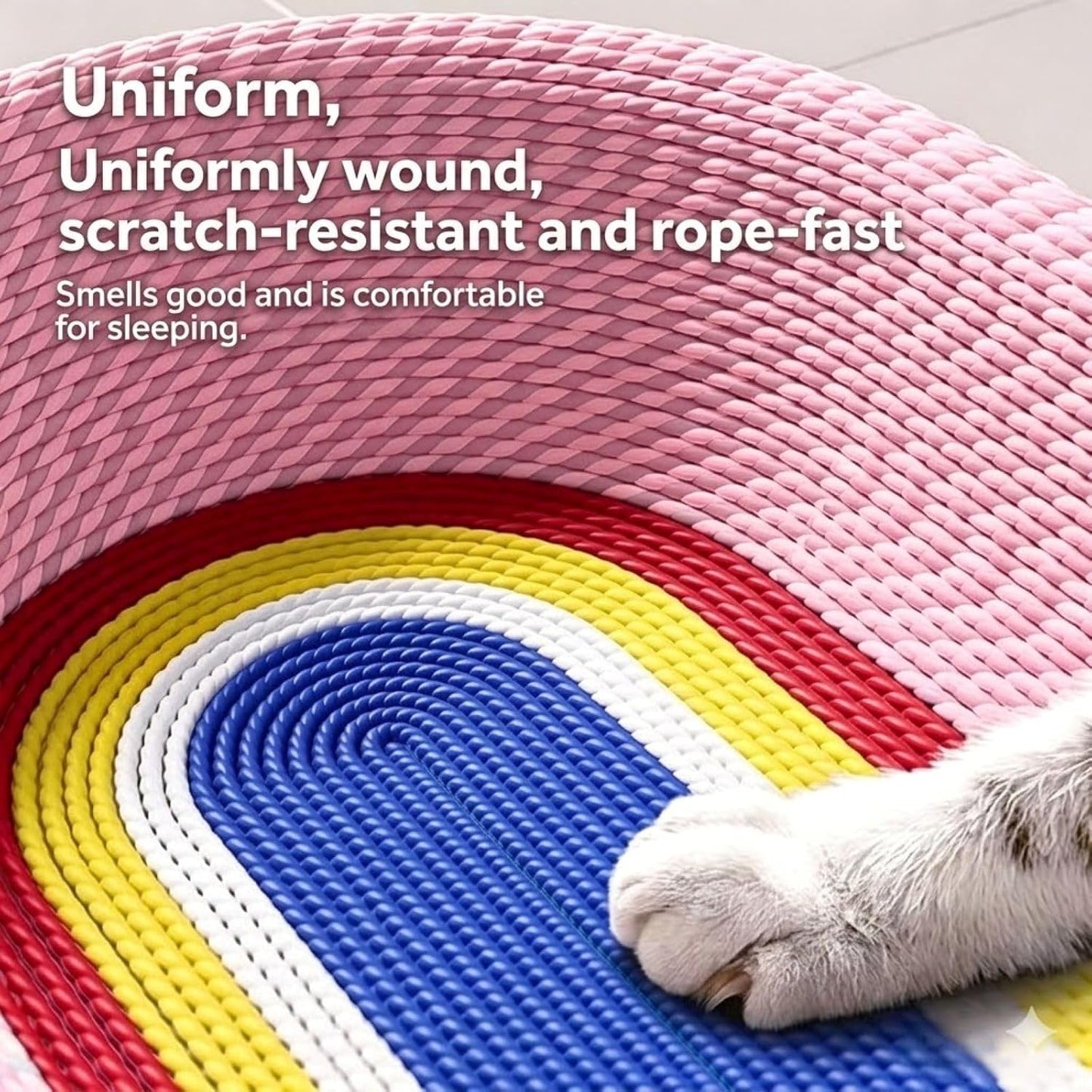 3-in-1 Cat Scratcher Lounge Bed – Ergonomic Curved Cat Scratching Board Nest – Durable Cardboard Cat Scratching Post Alternative for Sleeping and Instinct Releasing, Pink
