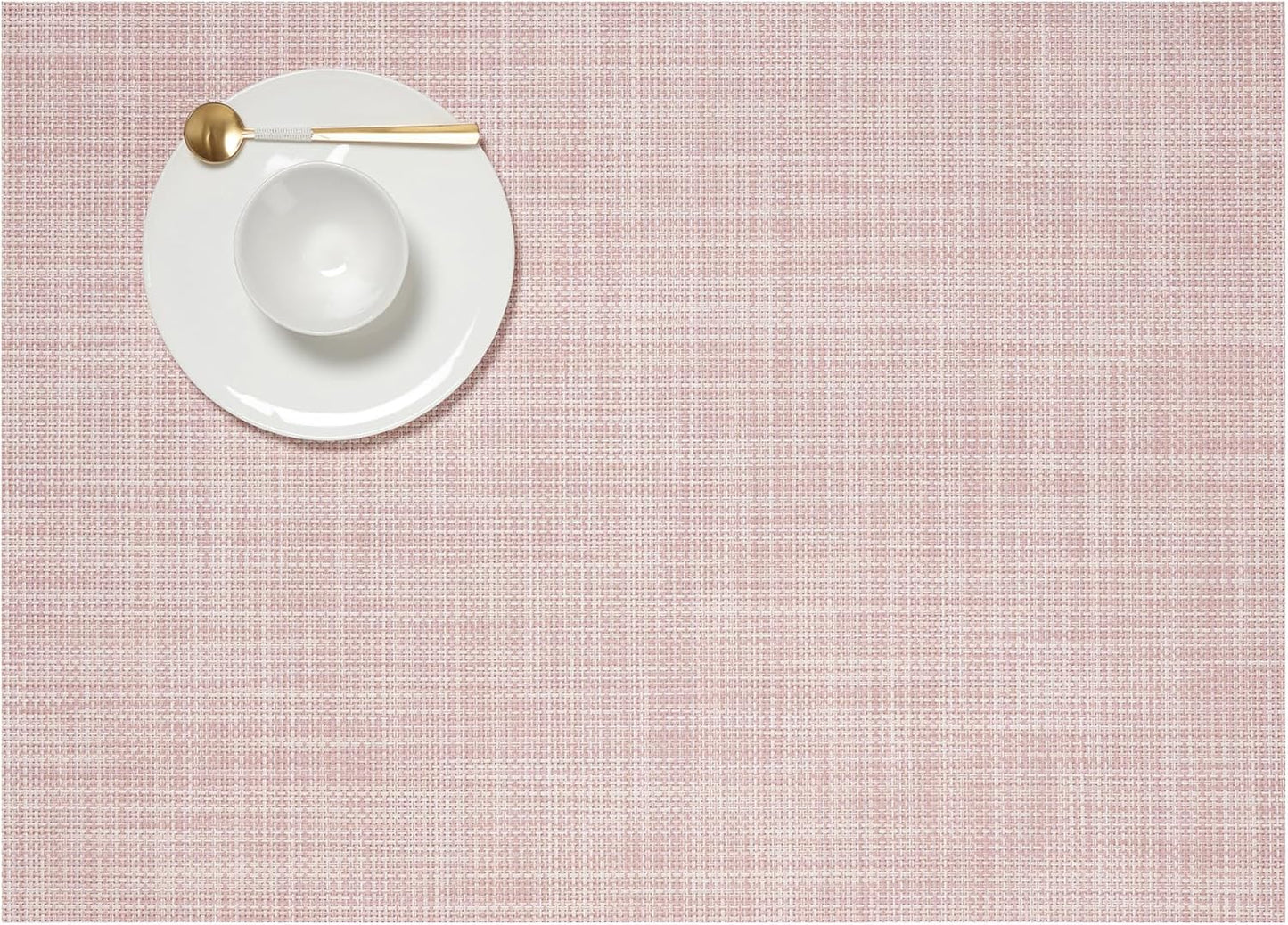 Chilewich Mini Basketweave Placemats in Blush - Set of 4 - Easy Care Woven Tabletop Textiles - Indoor/Outdoor - 19" x 14" Rectangle