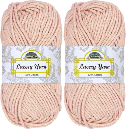 JubileeYarn Lacery Yarn - 100g/Skein Chunky Cotton - Blushed Peach - 2 Skeins