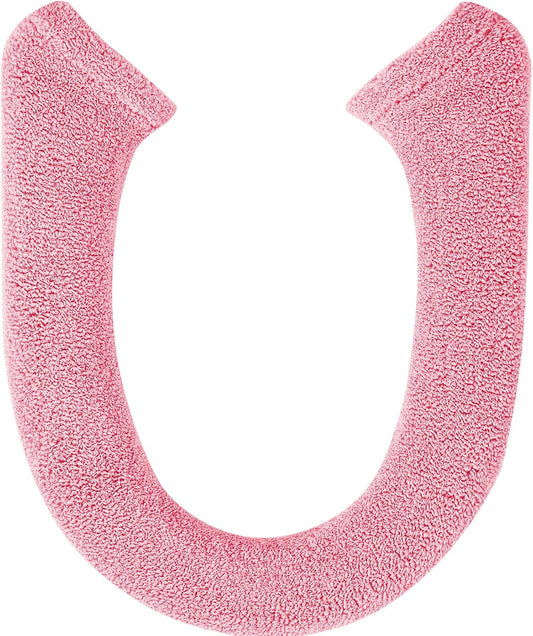 Toilet Seat Cover With Snaps Fixed, Thicker Soft Warmer for Bathroom, Washable Stretchable, Fits Most Round, Oval and Elongated Toilet Seats
