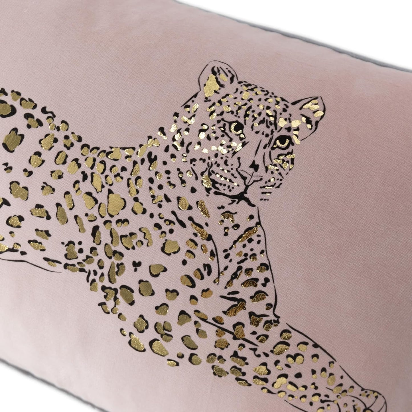 JWH Leopard Print Throw Pillow Cover Decorative Velvet Cushion Case Gold Foil Printing Lumbar Pillowcase for Bed Couch Chair Car 12x20 Inches Light Pink