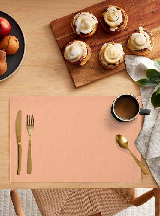 Placemats Set of 8 Solid Color Pastel Peach Tone Non Slip Washable Table Mats Set Table Placemats for Kitchen Dining Table Wedding Holiday Party Decoration
