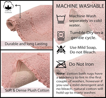 Home Weavers Radiant Collection 100% Cotton Bathroom Rugs Set, Bathroom Décor, Washable Rug, Extra Soft and Absorbent Bath Rug, Kitchen Mat, Bath Mat Set, Bath Floor Mat Non Slip, 22" Round, Pink