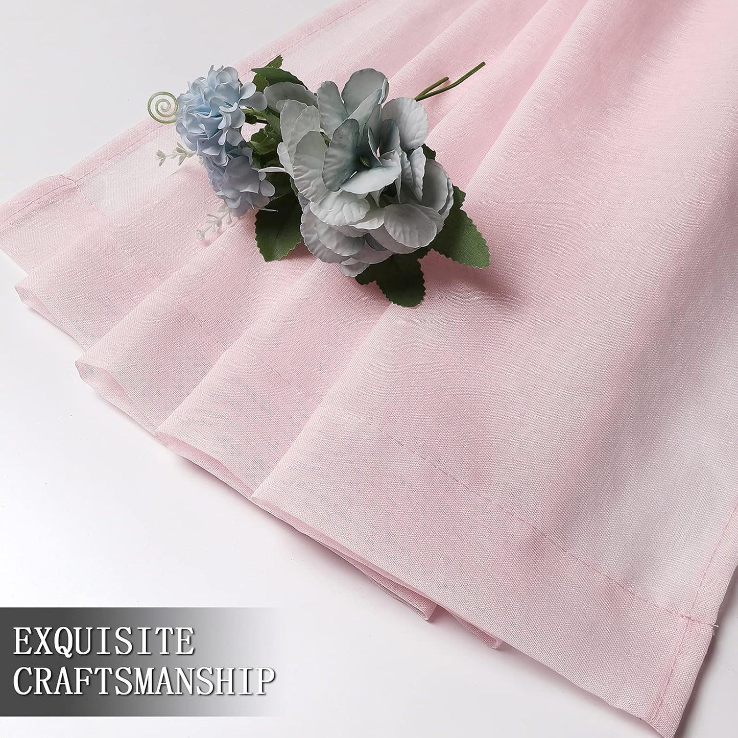 Tollpiz Sheer Valance Linen Textured Bedroom Valance Curtains Sheer Light Filtering Rod Pocket Voile Curtain Valances for Living Room, 54 x 16 inches Long, Pink, Set of 1 Panel