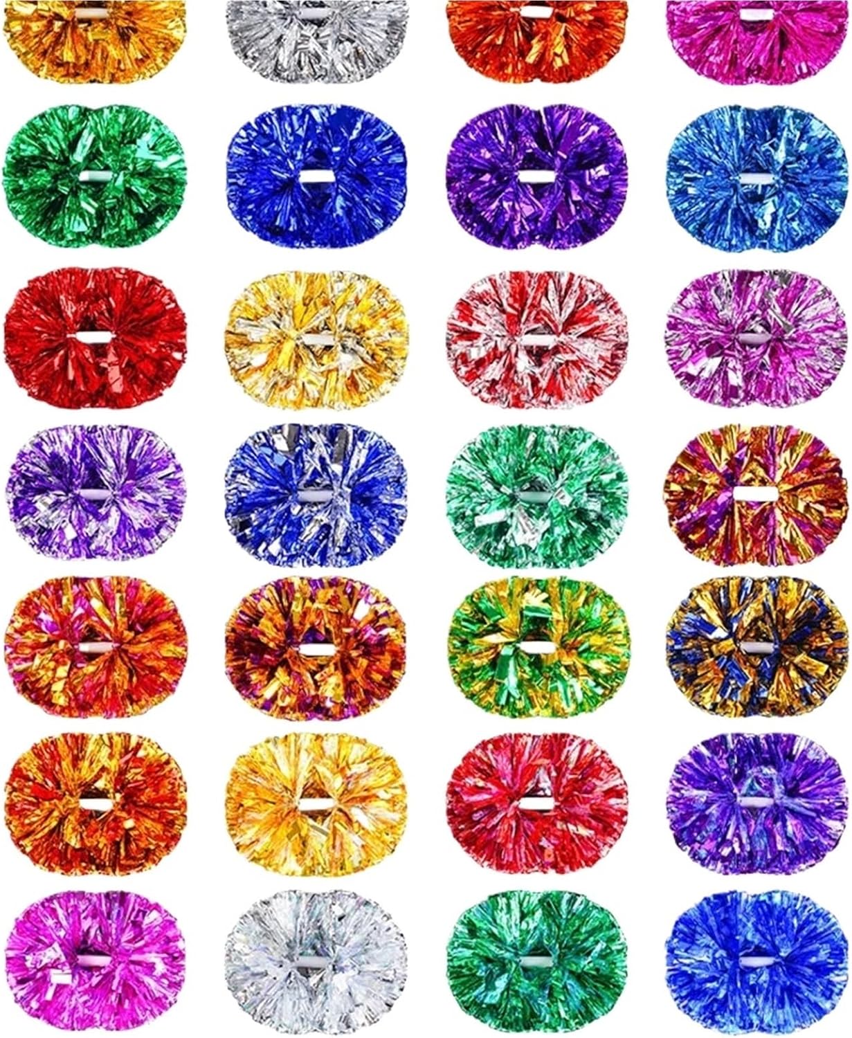 Shining Cheer Pom Poms 4pcs 6 Inch PET Handle Cheerleading Pompoms Performance Competition Durable Handheld Flower Pom Poms
