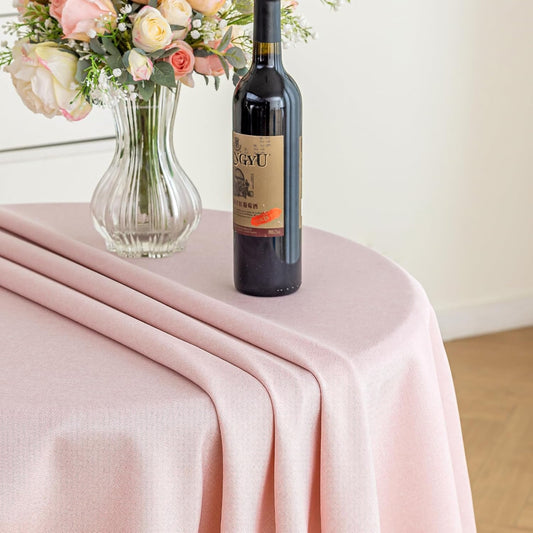 JIALE Pink Table Cloth, Round Tablecloth 60x60 Inches Waterproof Linen Tablecloths for Mothers Day Spring Summer,Dining Table Cover for Picnic/Party/Birthday