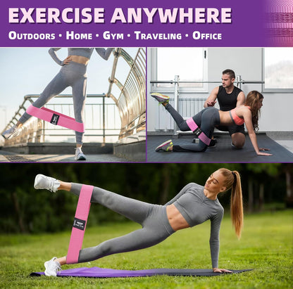 Fabric Resistance Bands,5 Non-Slip Fabric Workout Bands,Booty Bands for Women & Men, Elastic Exercise Bands for Legs, Glutes, Hips & Thighs, Home Fitness & Gym