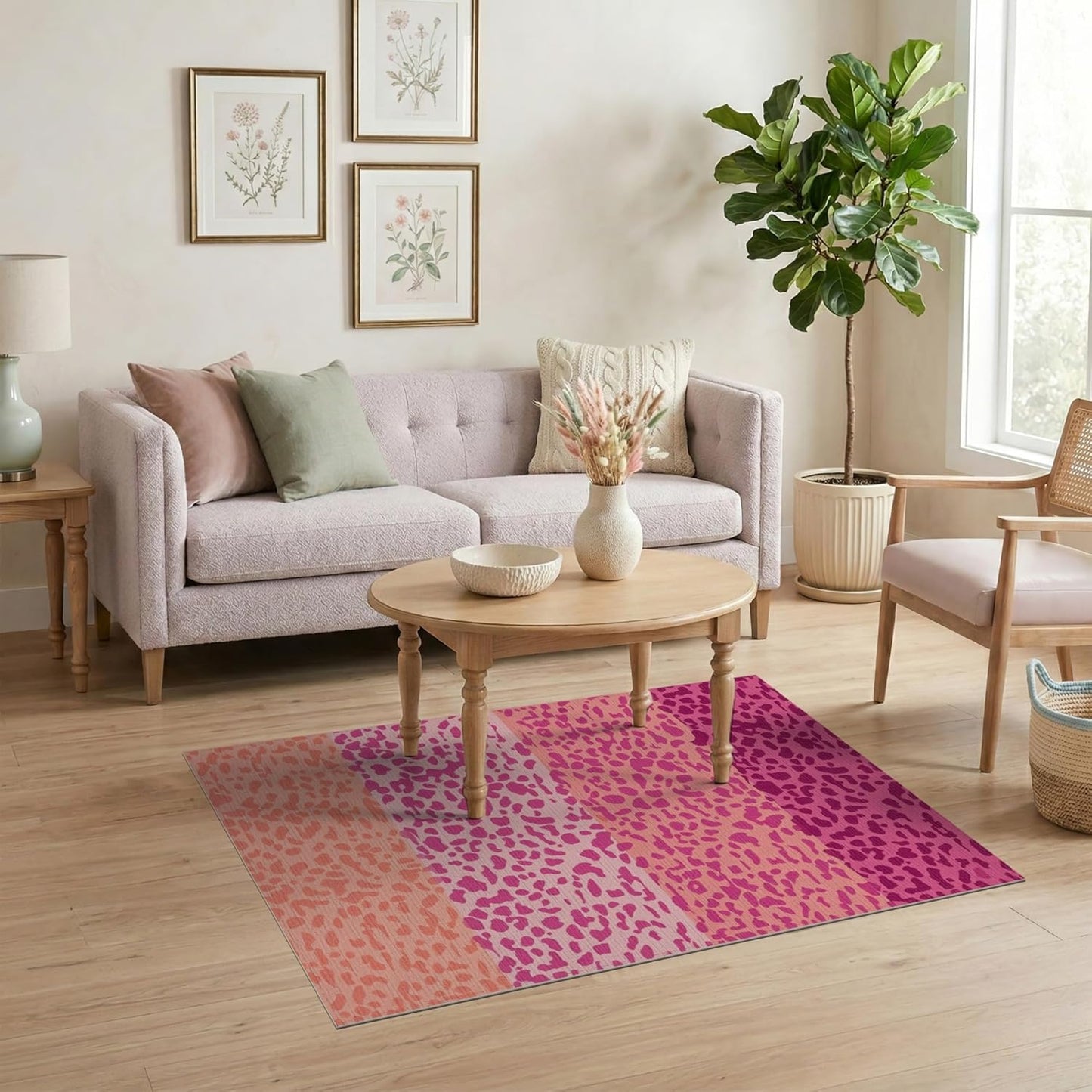 4'x6' Washable Ombre Abstract Area Rug, Peach Flatwoven Floor Mat for Home Office, Gaming Room, Under Desk, Non-Slip Chair-Friendly Carpet | Ref:2186394