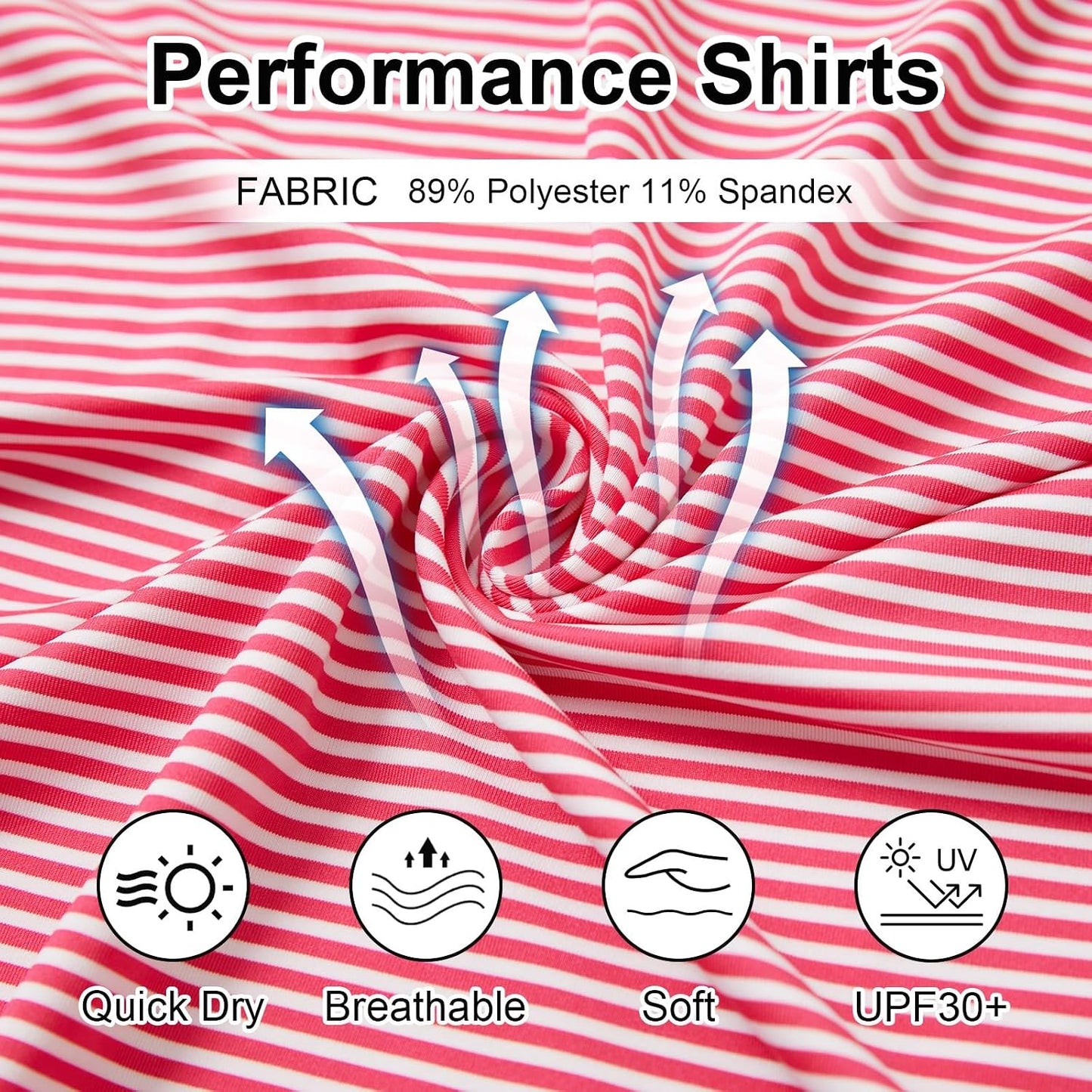 Men's Golf Polo Shirts - Moisture Wicking High Performance Short Sleeve Striped Collared Sports Casual Shirt