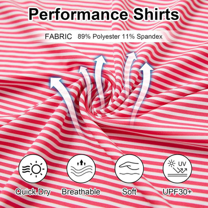 Men's Golf Polo Shirts - Moisture Wicking High Performance Short Sleeve Striped Collared Sports Casual Shirt