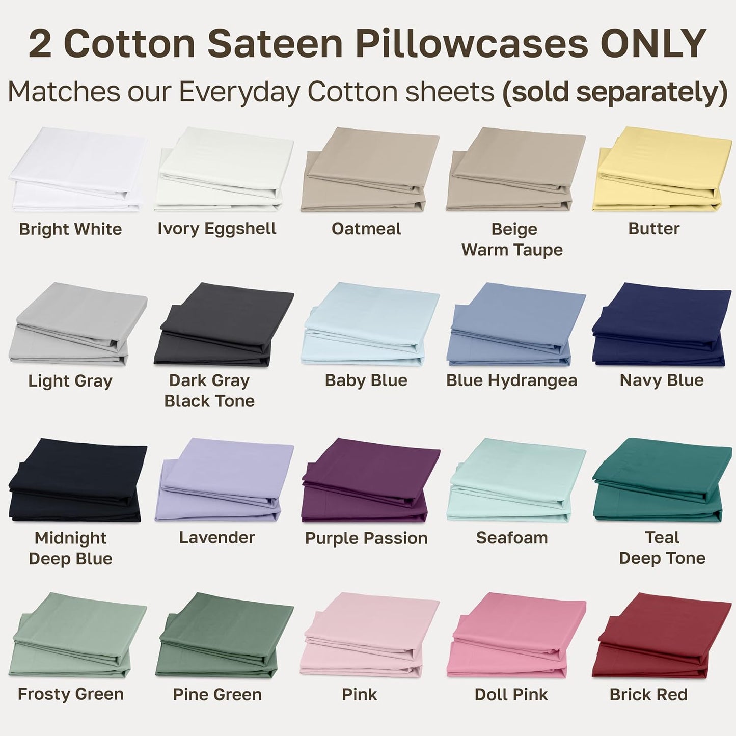 California Design Den 100% Cotton Pillowcases Standard/Queen Size Pillowcases - Set of 2 Soft Sateen Weave Cases, Fits Queen and Standard Size Pillows - Pink