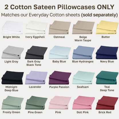 California Design Den 100% Cotton Pillowcases Standard/Queen Size Pillowcases - Set of 2 Soft Sateen Weave Cases, Fits Queen and Standard Size Pillows - Pink