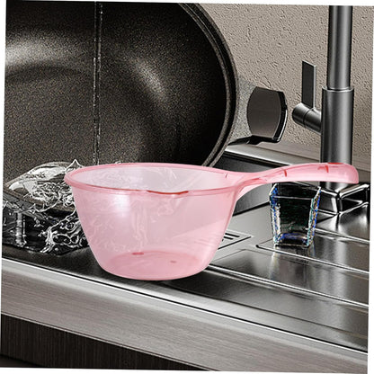 VICASKY 3pcs Water Ladle for Home Kitchen and Bath Thickened Transparent Scoops with Long Handle Multi Purpose Watering Bathing and Cooking Scoop in Pink Light Green and Brown