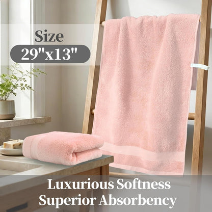 VOOVA & MOVAS Light Pink 100% Cotton Hand Towels Set of 2 with Hanging Loop (13"x29") - Lightweight, Quick Dry & Soft, Hotel Spa Quality Face Towel Set, Essential for Bathroom, Dorm, Travel & Gift