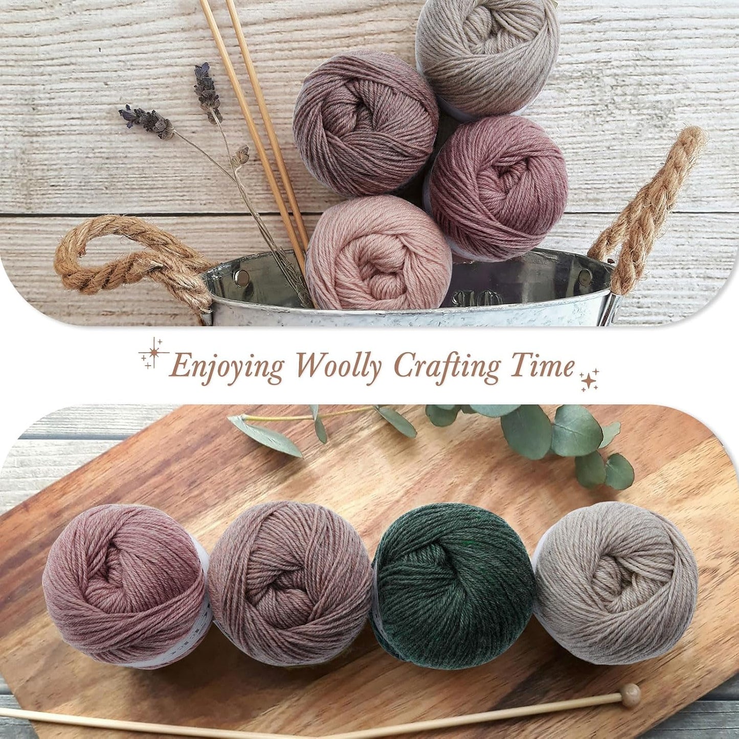NICEEC 3 Skeins Soft Merino Wool Yarn - Soft & Warm, Finger Weight, Woolen Yarn for Crochet & Knitting, Total 5.3oz/606yds - Pale Pink