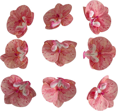 Fake Pink Orchids Artificial Flowers Heads, 3.5''Fake Orchid Heads for Wedding Floral Bouquet Decor DIY Craft Making Bridal Shower Photography Props (80, Pink)