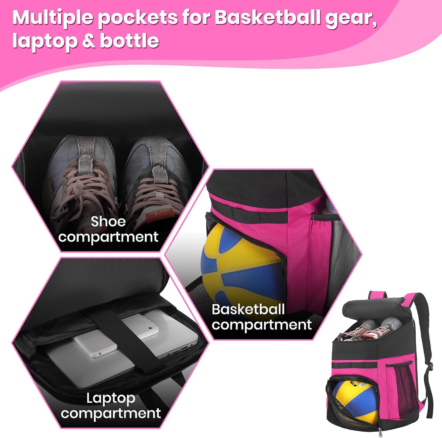 Hsmihair Basketball Backpack Large Sports Bag for Men&Youth,Gym Bag with Separate Ball & Shoes Compartment,Travel Bag for Basketball,Soccer,Volleyball