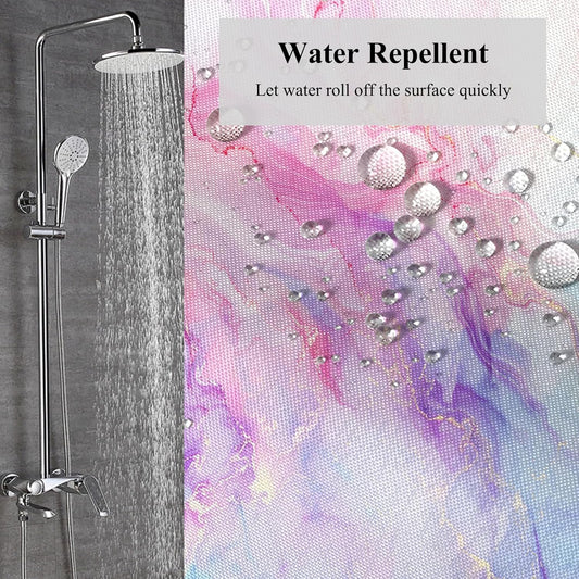 Pink Blue Marble Abstract Shower Curtain Modern Ombre Printed Bath Curtain Waterproof Washable Fabric Bathroom Bathtub Decor Shower Curtain Set with Hooks 48x72 Inch