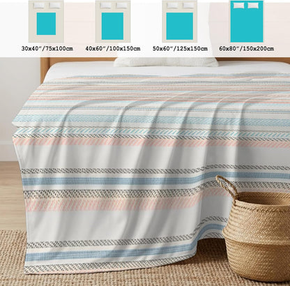 Cooling Blanket 30"x40", Watercolor Blue Pink Striped Summer Cooling Blanket Breathable Lightweight Ice Blankets Retro Lines Blankets for Night Sweats