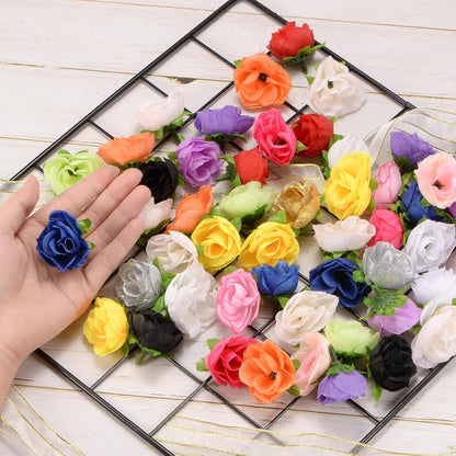 M METERXITY 100-Pack Artificial Roses Heads, 1.2 Inch Small Silk Faux Rose Head for Wedding/Bouquet/Party Decorations, Fake Bloom Flower Heads Buds [Peach]