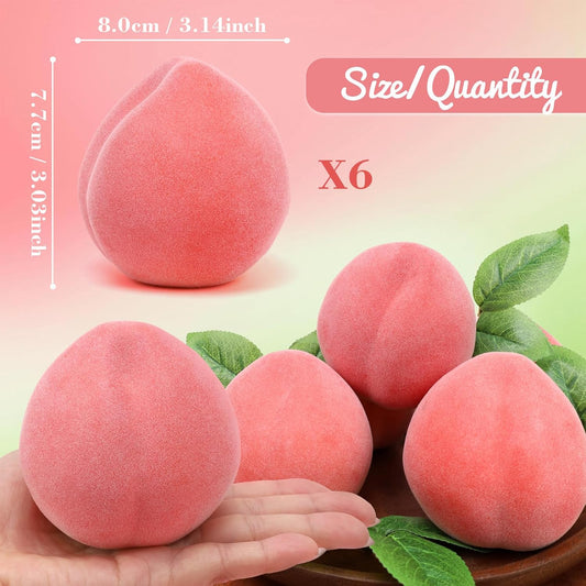 Gresorth 6pcs Artificial Peach Decoration Fake Fruit Ornament Lifelike Realistic Fruits Display Home Party Decorative Model Props