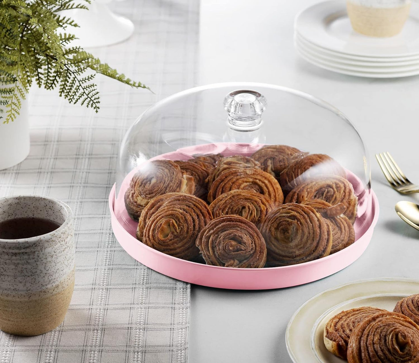 Godinger Cake Stand, Cake Plate Server with Dome, Metal Serving Tray and Shaterproof Acrylic Lid