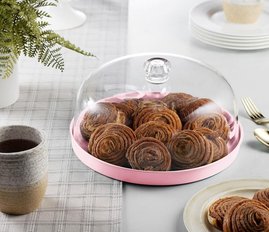 Godinger Cake Stand, Cake Plate Server with Dome, Metal Serving Tray and Shaterproof Acrylic Lid