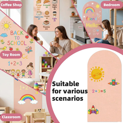 Magnetic Chalkboard Wall Decal, 40x18 Inch Arch, Removable Black Peach & Pink Sticker with 6 Dust-Free Chalks, Peel and Stick Board for Kids Playroom Office